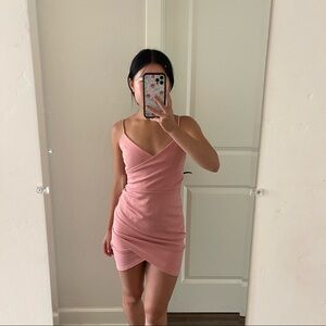 pink wrap dress